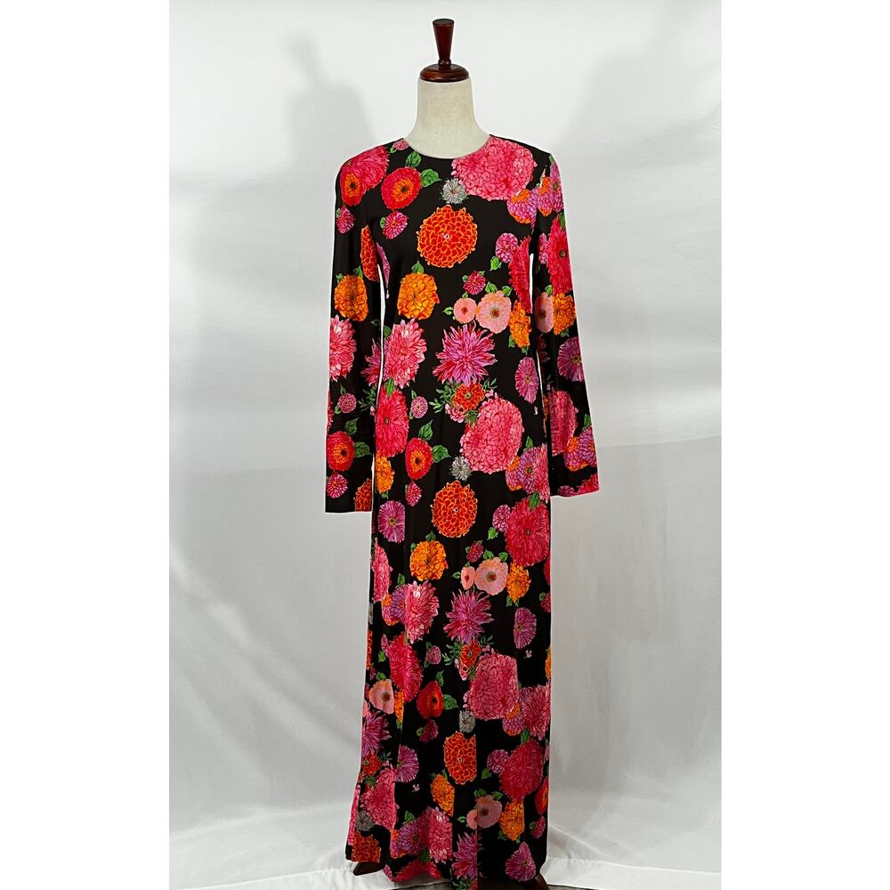 LA DOUBLEJ Sz S Small Long Sleeve Swing Dress Floral Viscose Jersey - Picture 10 of 11